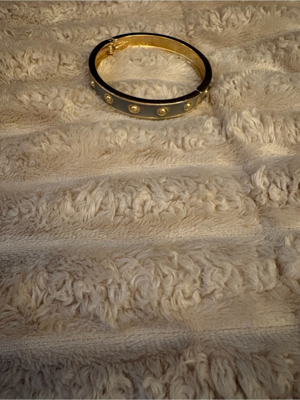 Gold-Tone Black Enamel Stud Bangle Bracelet